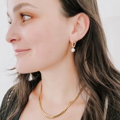 Elegance In Chains Pearl Earrings - WATERPROOF-Pretty Simple Jewelry Collection, Pearl Earrings, Chain