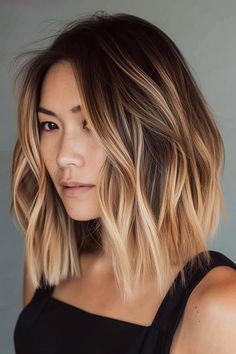 Long Bob Caramel Highlights, Bob Caramel Highlights, Brown Lob With Highlights, Haircut Long Bob, Straight Hair Color Ideas, Hear Ideas, Longbob Hair, Long Bob Balayage, Straight Lobs