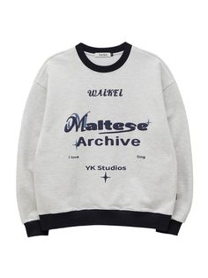 Editor's NotesThis casual sweatshirt features 'Maltese Archive' lettering graphic print with embossed texture effect, and contrasting ribbed edges. It's cut for a comfortable oversized fit and hem is not too tight to create natural silhouette.- Crew neck- Graphic print on the front- Point logo label on the side- Contrasting ribbed edges- Drop shoulder- Oversized fit- Unisex wearMeasurements (in.)1 / 2- Total Length: 26.0 in. / 27.6 in.- Shoulder: 22.0 in. / 23.2 in.- Chest: 24.4 in. / 26.0 in.- Sleeve Length: 22.4 in. / 23.6 in.Model info: 5' 6.5, 105.8 lbs, Waist 24 / Fitting size Melange White 1, Navy 2Composition & Care- 70% Cotton, 30% Polyester- Hand wash cold inside out- Do not tumble dry- Recommend to use neutral detergentDesigner- by WAIKEI Casual Long Sleeve Sweater With Logo Lettering, Streetwear Cotton Sweater With Logo Lettering, Cotton Sweater With Logo Lettering For Streetwear, Casual Sweater With Logo Lettering For Fall, Winter Crew Neck Sweater With Logo Lettering, Crew Neck Sweater With Logo Lettering For Winter, Winter Crew Neck Sweatshirt With Logo Lettering, Oversized Logo Lettering Sweatshirt For Fall, Oversized Sweatshirt With Logo Lettering For Streetwear