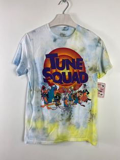 Space Jam - Tune Squad, Hand Tie Dyed T-Shirt, Michael Jordan Movie Faded Pre-washed T-shirt For Summer, Fun Acid Wash Crew Neck Top, Acid Wash Graphic Tee Pre-washed, Vintage Washed Tie-dye T-shirt, Acid Wash Pre-washed Graphic Tee, Acid Wash Graphic Tee, Pre-washed, Vintage Tie Dye Washed T-shirt, Vintage Tie Dye Tops, Vintage Tie Dye Hand Dyed T-shirt