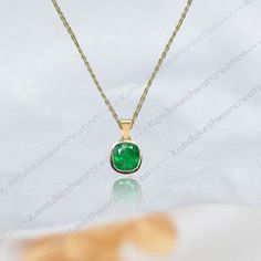 Solitaire Emerald Necklace, Cushion 9 mm Emerald Pendant, Natural Green Emerald Pendant, May birthstone Charm, Women Everyday Pendant, Dainty Engagement Gift, 925 Silver 925 Sterling Silver, Green Gemstone Pendant, Emerald Necklace , Delicate Wedding Anniversary Gift, Mom Delicate Gift Mattel : - 925 sterling silver/ Gold Fill Gemstone :- Eemrald Stone Shape : Cushion Faceted Stone colour : Green stone size :  9  mm. All Items are nickle free. NOTE: All our Rose Gold and Yellow Gold Jewelry is Micron Plated. Therefore we recommend that better care to be taken. It should not be exposed to water and moisture regularly and should be kept in a dry and closed box if the climate is humid. This will help to make the plating last longer and can prevent the item from tarnishing. The base is 925 Ste Classic May Birthstone Necklace, Sterling Silver Emerald Birthstone Necklace For Anniversary, Classic Emerald Birthstone Necklace With Round Pendant, Sterling Silver Emerald Necklace For Anniversary, May Birthstone, May Birthstone Necklace In White Gold, Anniversary Sterling Silver Emerald Birthstone Necklace, White Gold May Birthstone Necklace, May Birthstone Solitaire Necklace For Anniversary, White Gold Emerald Birthstone Necklace For Anniversary