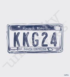 a drawing of a license plate with the words kkg2 4 on it