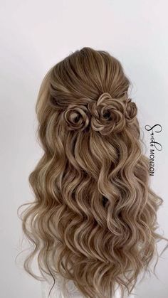 Down Bridal Hairstyles, Half Up Half Down Bridal, Braid Half Up, Flower Braid, Braid Half Up Half Down, Halloweenský Makeup, Cute Prom Hairstyles, Up Dos For Prom, Flower Braids