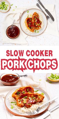 slow cooker pork chops with rice and sauce