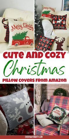 Shop for Christmas decor pillows that match your holiday style! These Christmas pillow covers are ideal for living rooms, featuring cute, budget-friendly designs. Find the best Amazon home deals for holiday pillows that are perfect for creating a festive and comfortable space this season.