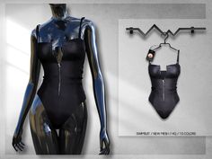 a woman's bodysuit with zippers on the side and an image of a mannequin