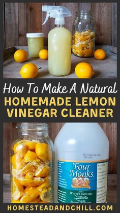 how to make a natural homemade lemon vinegar cleaner for home and kitchen use with this recipe