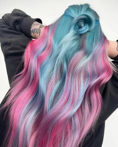 Hair Dye Shades, Hair Fairy, Blue And Pink Hair, Hair Color Idea, Hair Styels, Rave Hair, Vivid Hair Color