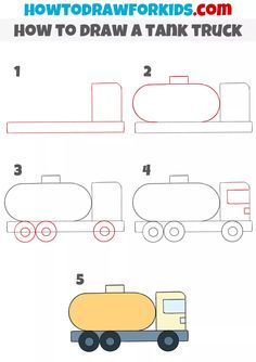 how to draw a tank truck for kids in easy steps step by step drawing instructions