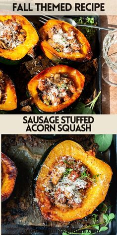 an image of stuffed acorn squash being cooked