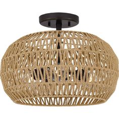 a light fixture made out of woven material