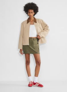 HOMESTRETCH™ SQUARENECK WAIST TANK | Aritzia Aritzia Modern Taupe, Tank Design, Ribbed Fabric, Bike Shorts, Summer Shorts, Shirt Jacket, Denim Skirt, Sweater Top, Dress Skirt