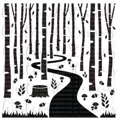 a rubber stamp with a path in the woods