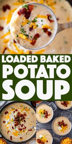 loaded baked potato soup with bacon and cheese