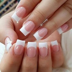 Pink French Nails, White Tips, Manicure Nail Designs, Glamorous Nails, Nail Style, Nails French