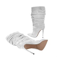 Wedding Shoes Low Heel, Gray Boots, Boots Heel, Pointed Toe Boots, Stiletto Boots, Shoe Boot Sandals, Gorgeous Shoes, Dream Shoes, Lace Boots