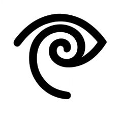 an eye is shown in the shape of a letter g, with spirals on it