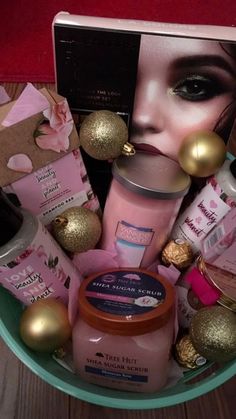 a basket filled with lots of beauty products