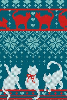 a knitted christmas sweater with two polar bears riding on sleds and snowflakes