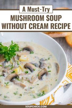 Mushroom Soup Without Cream Recipe Condensed Mushroom Soup Recipes, Ww Mushroom Soup, Mushroom Broccoli Soup, Mushroom And Onion Soup, Mushroom Onion Soup, Mushroom Soup Without Cream, Soup Without Cream, 500 Calorie Meals, Mushroom Soup Recipe