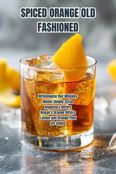 This Spiced Orange Old Fashioned enhances the classic cocktail with a delightful bitterness and spiced flavors from orange bitters. Save this pin to enjoy a flavorful and refreshing twist on the traditional Old Fashioned! Orange Old Fashioned Cocktail, Drinks With Sprite, Gin Old Fashioned, Dehydrated Strawberries, Bulleit Bourbon, Bartender Drinks