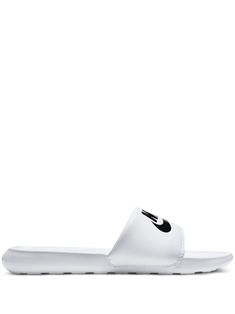 white/black foam logo print to the front open toe branded insole rubber sole Nike Open Toe Slides With Textured Footbed, Nike Slides With Rubber Sole, Nike White Slide Sandals, Nike Open Toe Slides With Rubber Sole, Modern White Sandals With Rubber Sole, Classic Synthetic Slides, White Open Toe Slippers With Rubber Sole, Classic White Slip-on Sandals, Nike Synthetic Slides With Rubber Sole