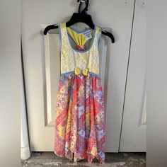 Brand New With Tags. Spring/ Summer Yellow Dress. Retro Summer Dresses For Dress-up Occasions, Multicolor Sundress For Spring Dress-up, Multicolor Dressy Sundress For Spring, Spring Multicolor Sundress, Casual Multicolor Dress For Playtime, Casual Multicolor Dress For Play, Summer Yellow Dress, Girls Boho Dress, Fuschia Dress