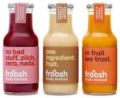 three different types of juices are shown in the same color and size as well as each other