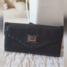 Authentic Burberry Wallet With Small Black Studs Detailing The Front Flap. Black Prorsum Jacquard Fabric And Leather Lined Interior Has Multiple Slips For Cards And Space For Bills. Great Specious Wallet, Great Condition Length:7" Height: 4" Width: 1" Black Studs, Burberry Wallet, Black Stud, Burberry Black, Jacquard Fabric, Burberry Bag, Burberry, Bag Lady, Slip On