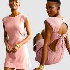 Soft Pink, Center Tie Back Mini Dress. Back Zip Closure With 3 Buttons At Neck. Fitted Summer Dress With Button Back, Button Back Mini Dress For Day Out, Spring Fitted Dress With Button Back, Fitted Dress With Button Back For Day Out, Sleeveless Button-back Dresses For Day Out, Sleeveless Button Back Dress For Day Out, Sleeveless Dress With Button Back For Day Out, Spring Sleeveless Dress With Button Back, Sleeveless Spring Dress With Button Back