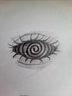 a drawing of an eyeball in black and white