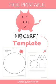 the pig craft template with text overlay that says, free printable pigs crafts