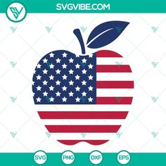 an apple with the american flag on it is shown in this svt file format