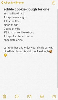 the recipe for edible cookie dough for one