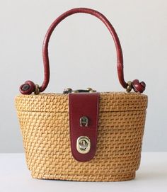 etienne aigner nantucket basket purse - 1960's Nantucket Basket, Basket Purse, Nantucket Style, Hot Handbags, Nantucket Baskets, Oxblood Leather, Basket Style, Duck Cloth