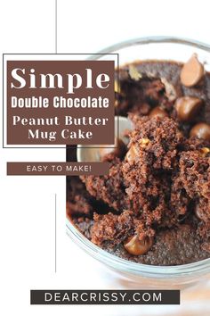 Our Simple Double Chocolate Peanut Butter Mug Cake is easy to make! Made with pantry staples like flour, cocoa powder, and a dollop of peanut butter, it’s a rich, chocolatey treat with a gooey center. Perfect for satisfying late-night cravings, this microwave mug cake is easy to make and topped with melty milk chocolate chips for extra decadence.