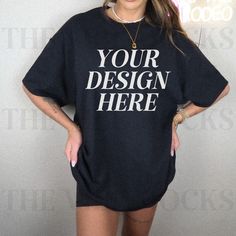 ~INSTANT DOWNLOAD~ PLEASE NOTE- no physical item will be sent! Item is available for download immediately after purchase. ❤ Model is wearing size XS GILDAN YOUTH TSHIRT for a cropped look  ❤ Image can be used for both personal and commercial use  ❤ You may NOT resell, edit, or share the image in any way  ❤ Due to the digital nature, we do not offer refunds. However, feel free to reach out if you encounter any issues! ❤ Find the coordinating size chart HERE: https://www.etsy.com/listing/164816250 Oversized Graphic Crew Neck Top, Oversized Short Sleeve Shirt With Graphic Design, Black Drop Shoulder T-shirt With Letter Print, Casual Crew Neck Sublimation Graphic T-shirt, Short Sleeve Graphic Sweatshirt For Streetwear, Customizable Black Tops For Streetwear, Black Short Sleeve Sweatshirt For Streetwear, Black Short Sleeve Cotton Sweatshirt, Casual Black Sublimation Crew Neck Design