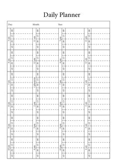 a printable daily planner with the date and time in each column, it is blank