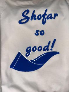 Custom made "Shofar so good" multilayer shirt for babies, girls, boys, and adults.  May be personalized or customized with name, numbers, etc. Licensed or trademarked materials or multiple customizations may be subject to additional fees.  For a looser fit, please size up.  Personalized or customized items cannot be returned or refunded. So Good, Youth Shirt, Vinyl Colors, Multi Layering, Cool Shirts, Cotton Shirt, Kids Tshirts, Favorite Outfit, Gender Neutral