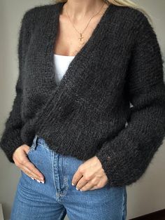 Black Mohair cardigan  Hand knit This mohair cardigan consists of mohair, wool and acrylic. Suits perfectly for any occasion and looks great. Soft bomber cardigan is a great idea for gifting.  Length is 60 cm (23.6') Yarn: High quality yarn 25% wool, 25% mohair, 50 % acrylic CARE: Hand wash in cold water then lay flat to dry. You can order longer sweater or sleeves / or shorter - please contact me in the convo. Can be ordered in different size or color. Other sizes made for order in 7 -14 days. Black Mohair Cardigan, Mohair Sweater Outfit, Pull Mohair, Cardigan Oversized, Loose Cardigan, Pullover Outfit, Mohair Cardigan, Sweater Wool, Mohair Wool