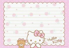 a hello kitty stationery with a teddy bear