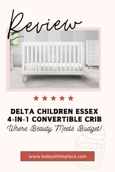 a baby crib with the words delta children essex 4 - in - 1 convertible crib