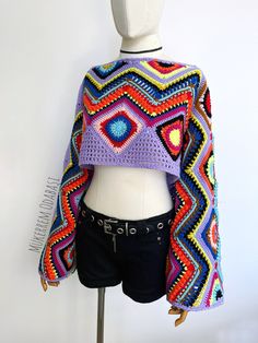 Crochet boho festival crop top. One size. Sleeve Top Crochet, Boho Crop Top, Crochet Festival, Festival Crop Tops, Crop Top Long Sleeve, Crop Top Long, Crochet Boho, Cropped Tube Top, Boho Festival