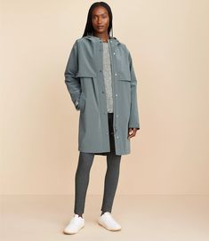 Lou & Grey Long Rain Coat Loft Coats, Casual Gray Raincoat, Winter Gray Raincoat With Pockets, Casual Long-sleeve Workwear Raincoat, Long Rain Coat L.l.bean, Durable Long-sleeved Raincoat For Outdoor, Everyday Jacket, Long Rain Coat, Hip Style