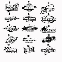 the logos for various sports teams are shown in black and white on a white background