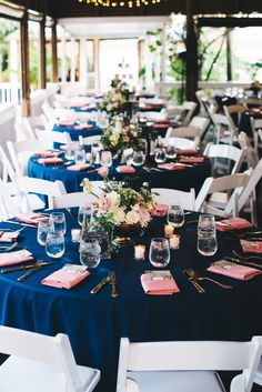 the tables are set up for an event