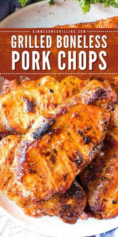 Grilled boneless pork chops recipe is the best appetizer recipe! This easy Labor Day party food is perfectly seasoned and grilled. It will turn out a very juicy and tender meal. Grilled boneless pork chops is delicious! Grilled Pork Chops Boneless Dry Rub, Boneless Pork Chops On The Grill, Easy Grilled Pork Chop Recipes, Grilled Boneless Pork Chop Recipes, Grilled Pork Chops Boneless, Grilled Pork Chop Recipes, Pork Ribeye, Grill Pork Chops, Best Grilled Pork Chops