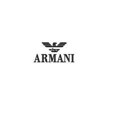 the armani logo is shown on a black and white background, with an eagle above it