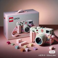 a camera and some legos on a table