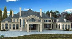 this is an artist's rendering of a luxury house in the country side view